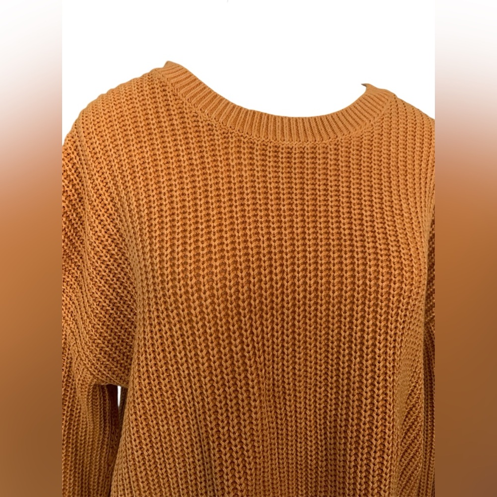Sonoma Chunky Knit Pullover Crew Neck Sweater Mustard Yellow Women’s Sz M Casual - Picture 2 of 11